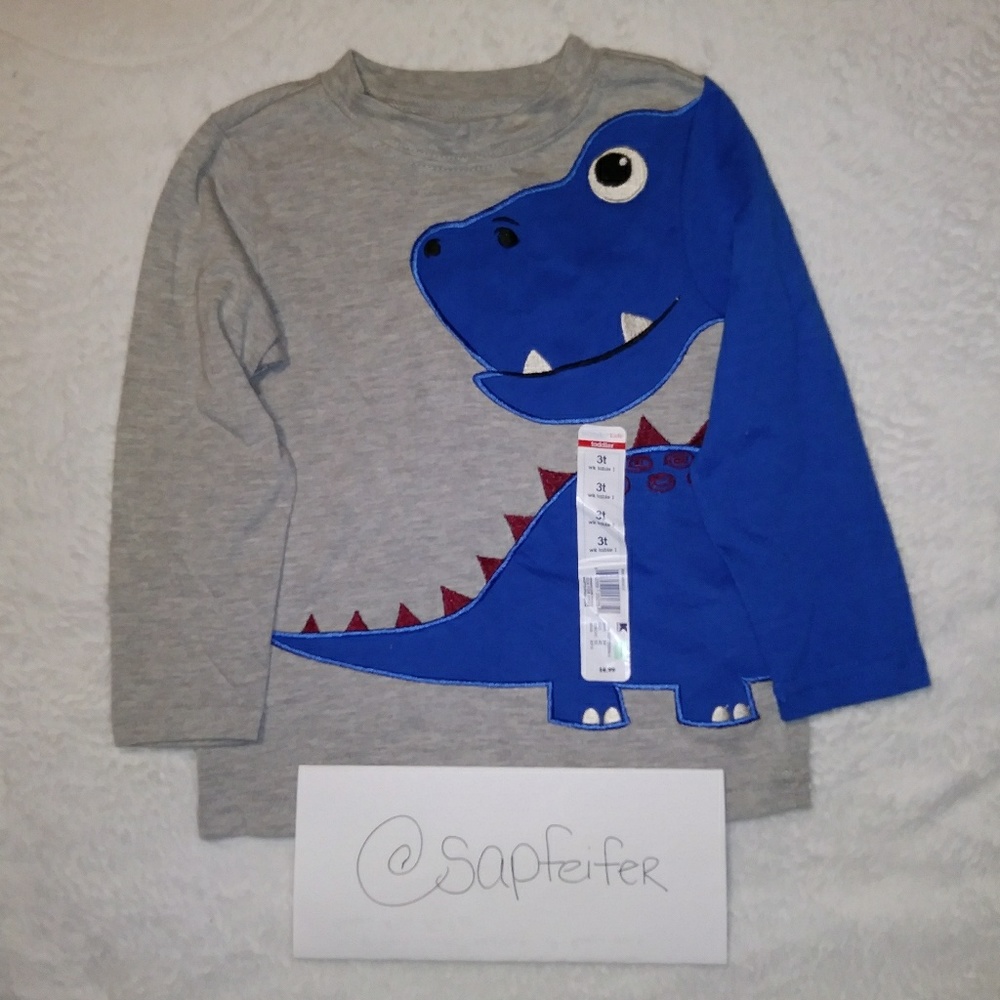 Grey/Blue Dinosaur Tee